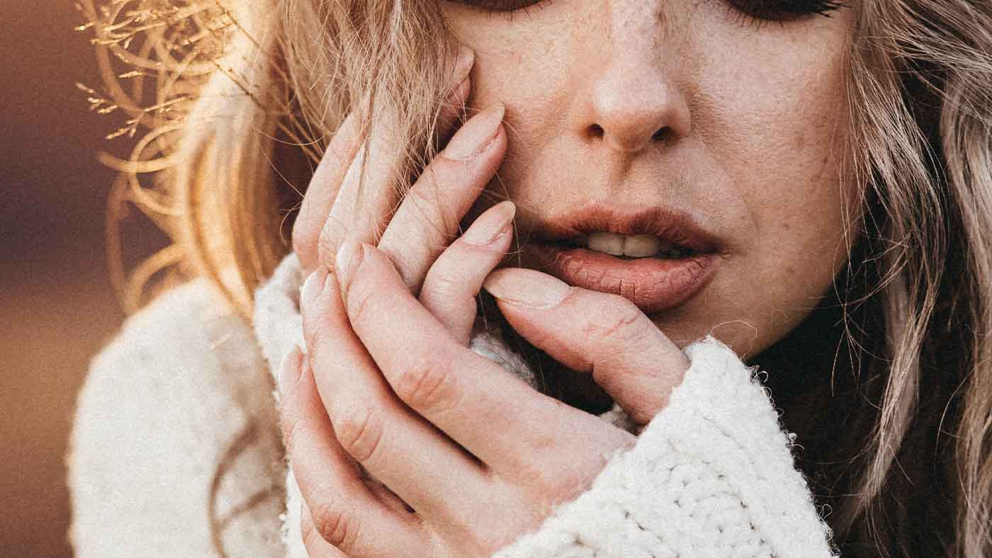 Woman with sensitive skin